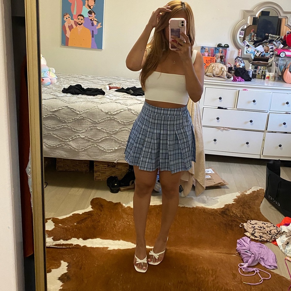 Plaid blue skirt